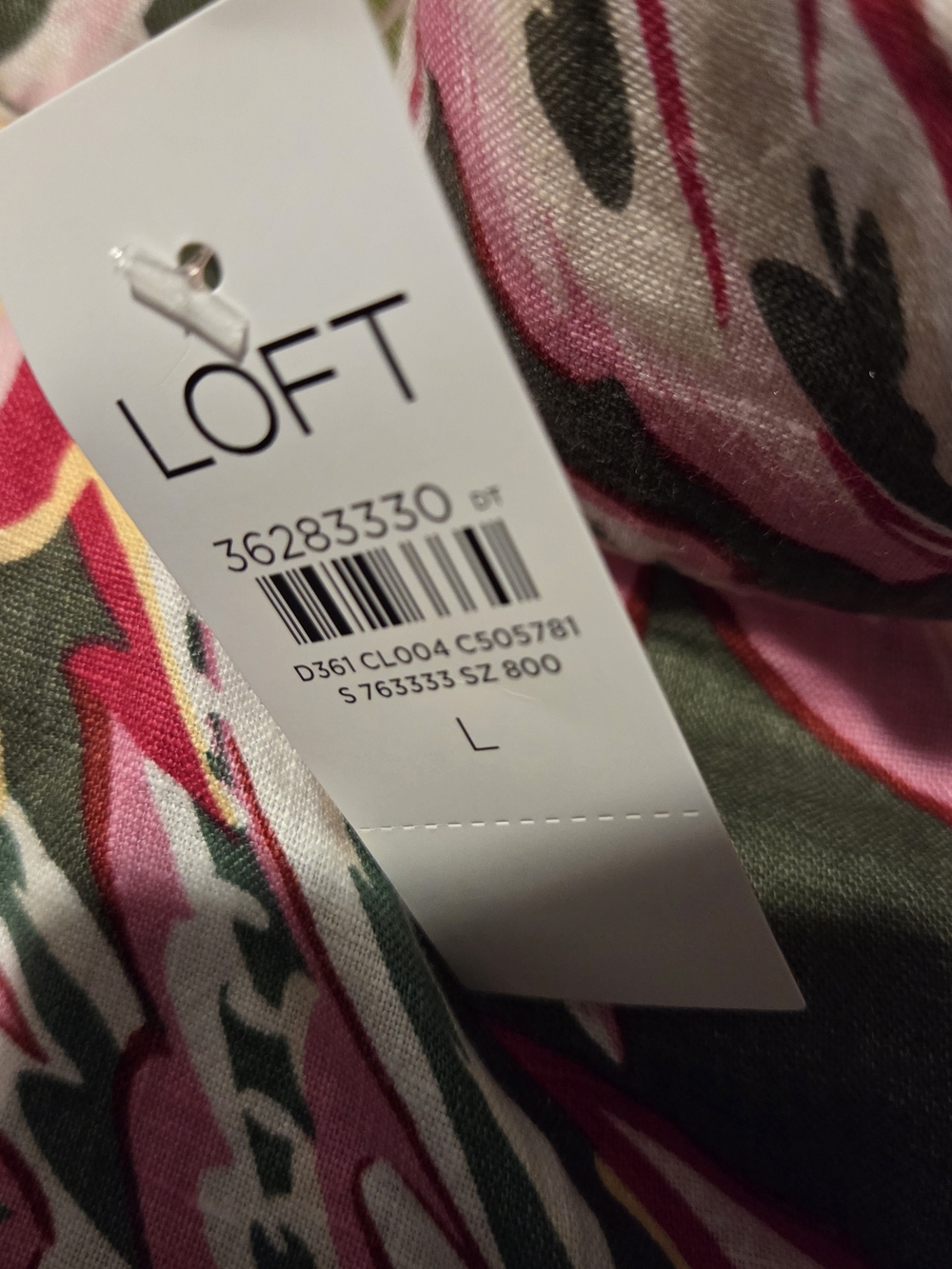 LOFT Wide-Leg Tropical Leaf Print Pants - Pink, Green & Yellow - Picture 4 of 4